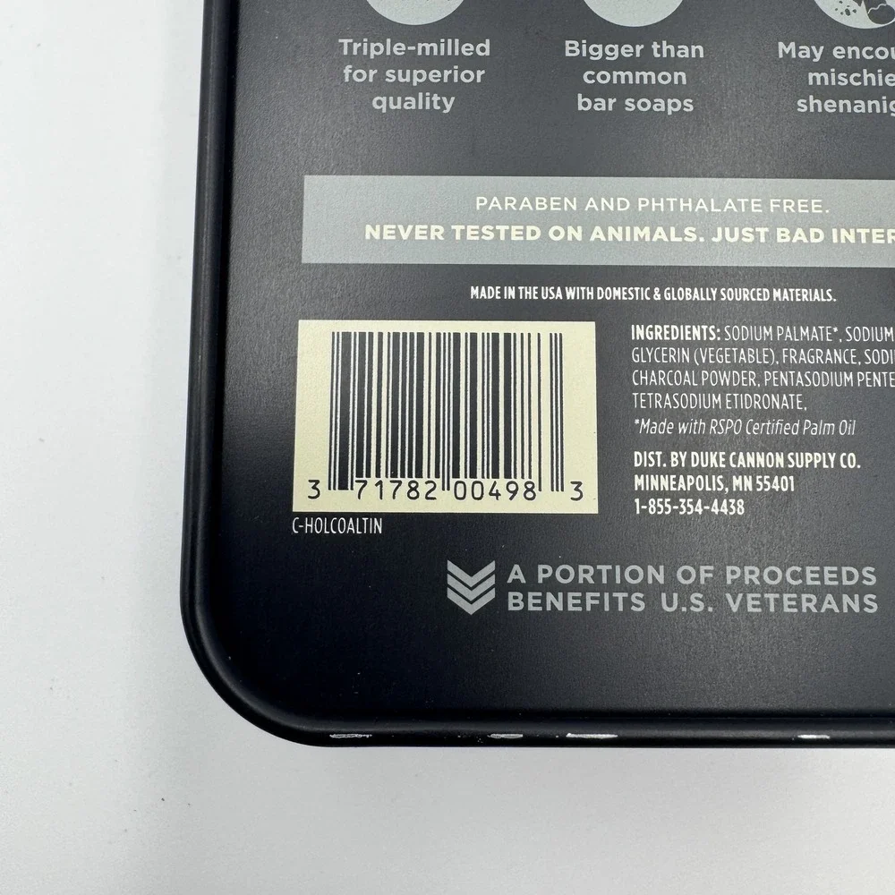 Duke Cannon Big Ass Lump of Coal Activated Charcoal Bar Soap 10oz Tin NIB
